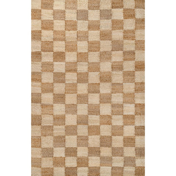 Theo Modern Farmhouse Woven Jute Checkerboard Area Rug